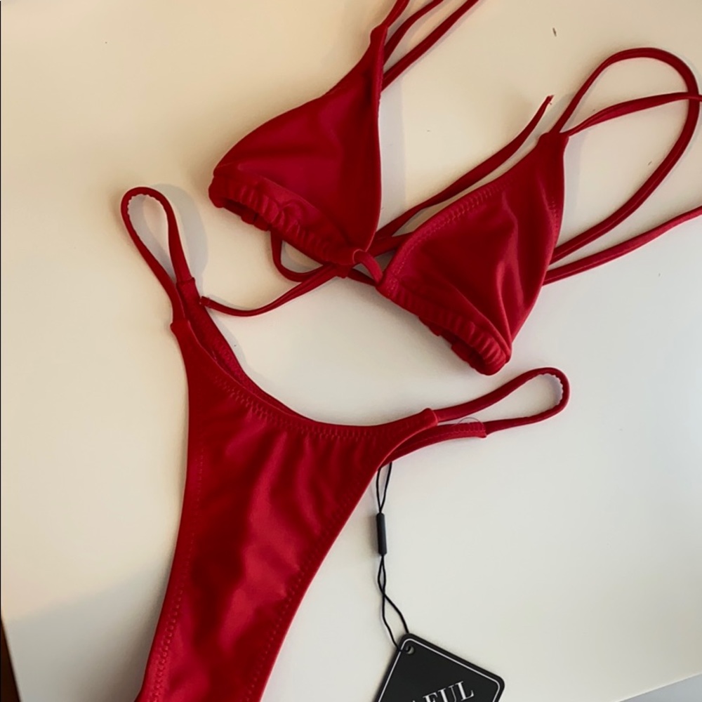 red strappy bikini